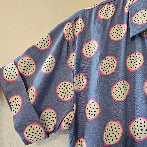 Compania Fantastica Dragon Fruit Pitaya Print Casual Women's Romper Size Medium. - Picture 15 of 16